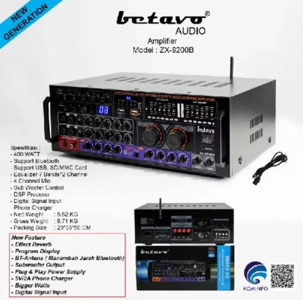 Amplifier karaoke Betavo zx 9200b bluetooth