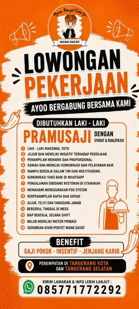 Lowongan kerja jaga ayam penyet