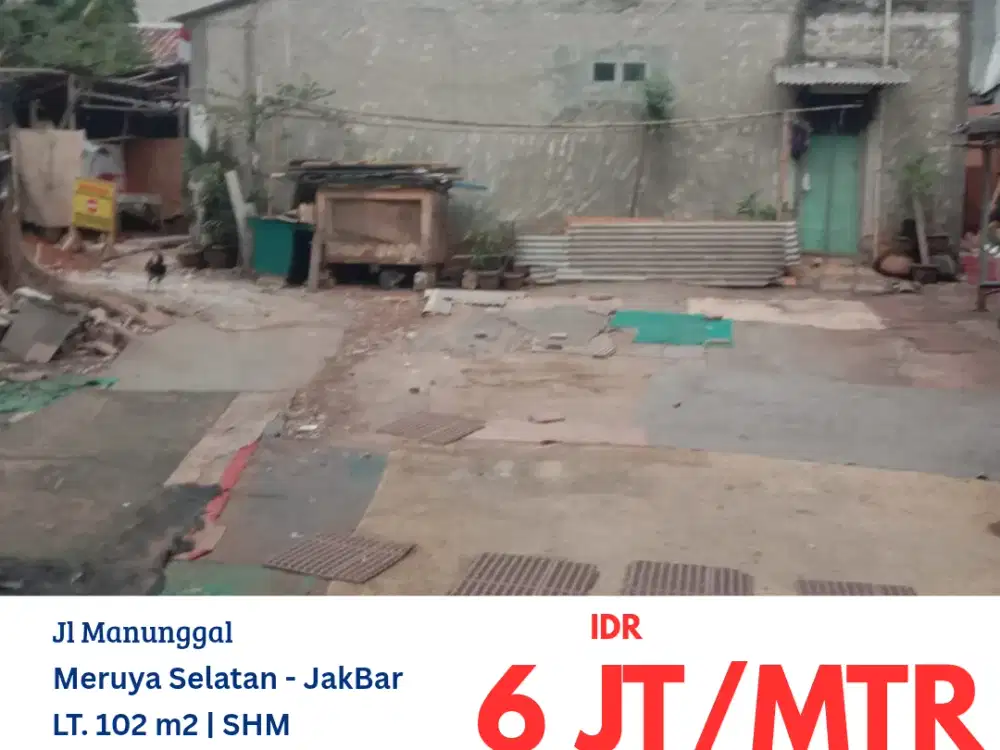 HFN0354 JUAL CEPAT tanah parkiran di jalan Manunggal, Meruya Selatan, Jakarta Barat