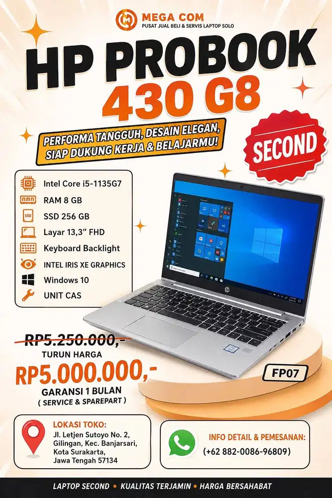 HP PROBOOK 430GB-SSD 256 GB-SECOND
