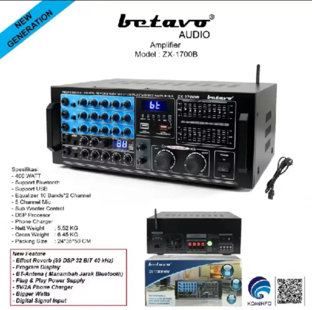 Amplifier karaoke Betavo zx 1700b bluetooth