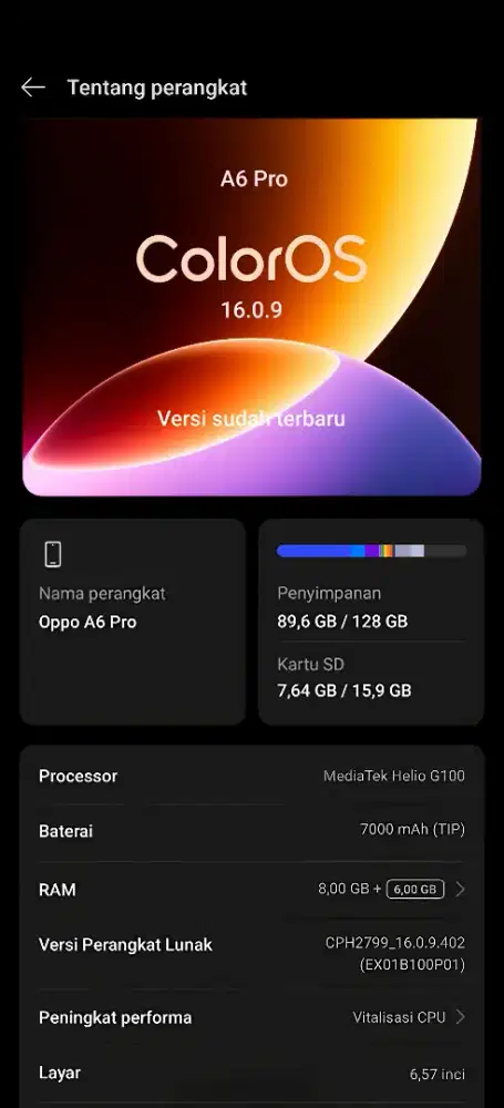 oppo a6 pro 4G 8/128 , TT masuk