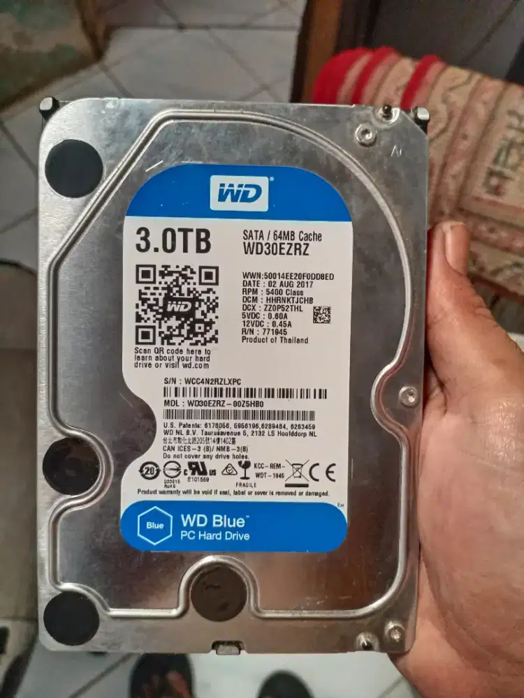 HDD WD BLUE 3TB ORIGINAL 100%.