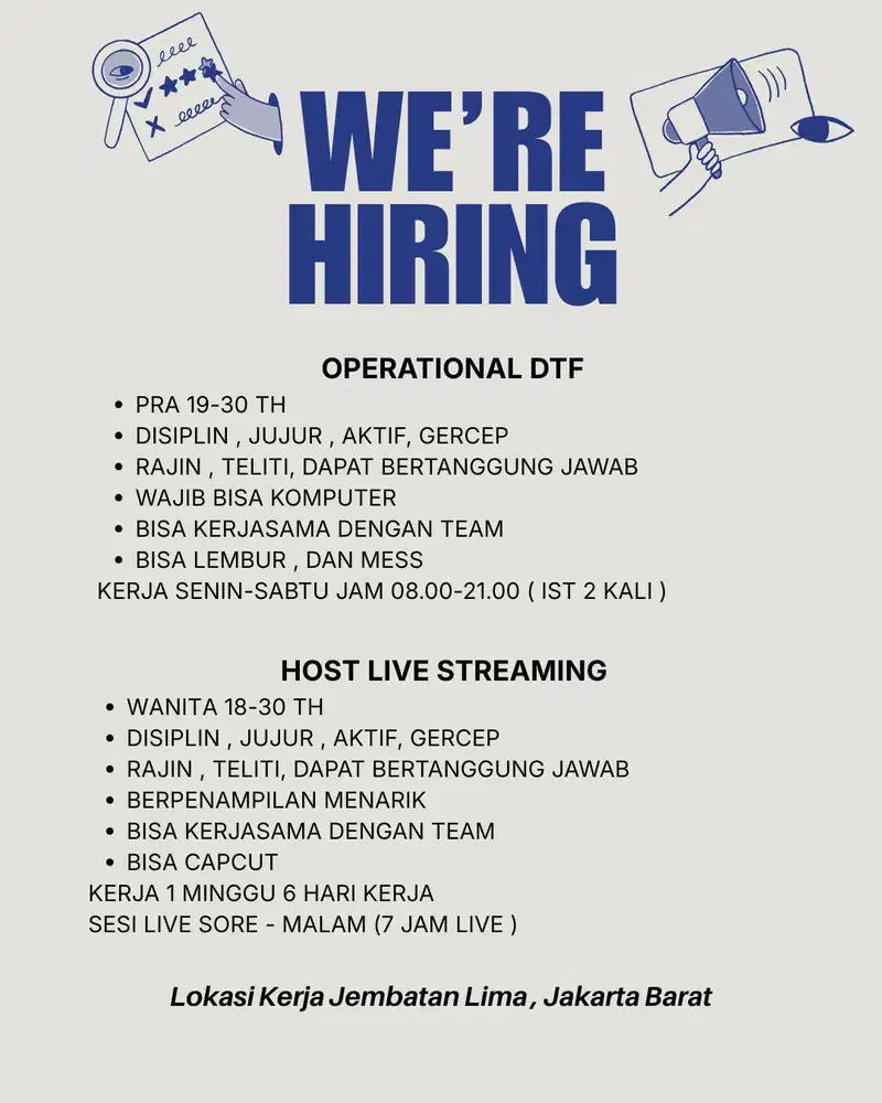 LOWKER Host live dan Operational DTF