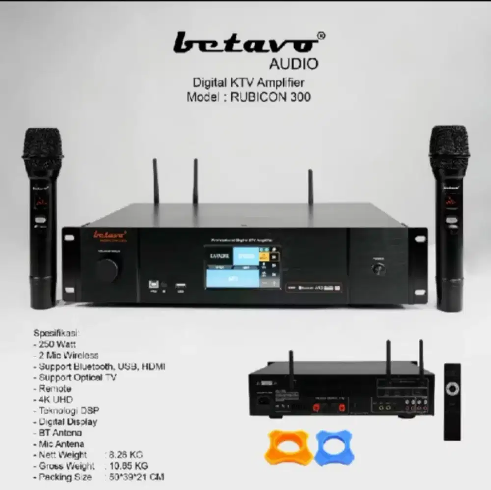Amplifier karaoke Betavo rubicon 300 Bluetooth,HDMI dan Mic Wireless