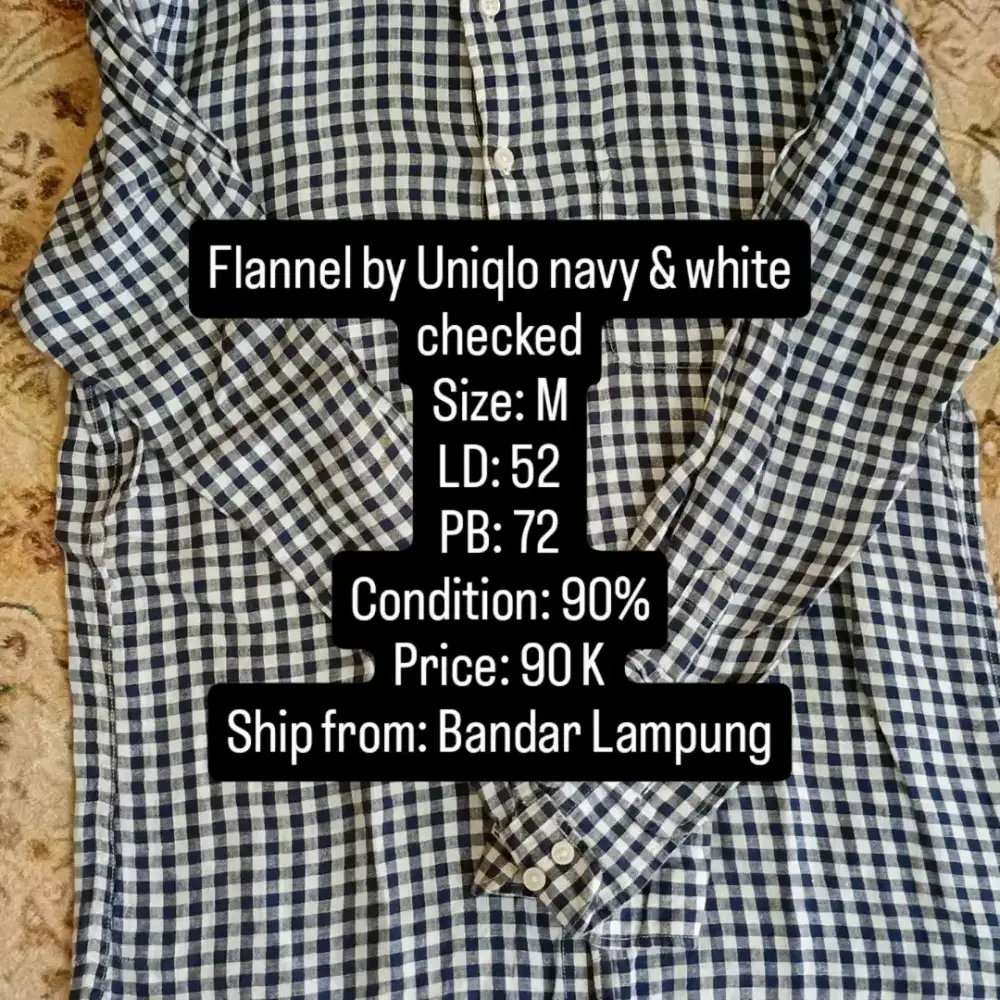 Flannel by Uniqlo, Navy & White Checked