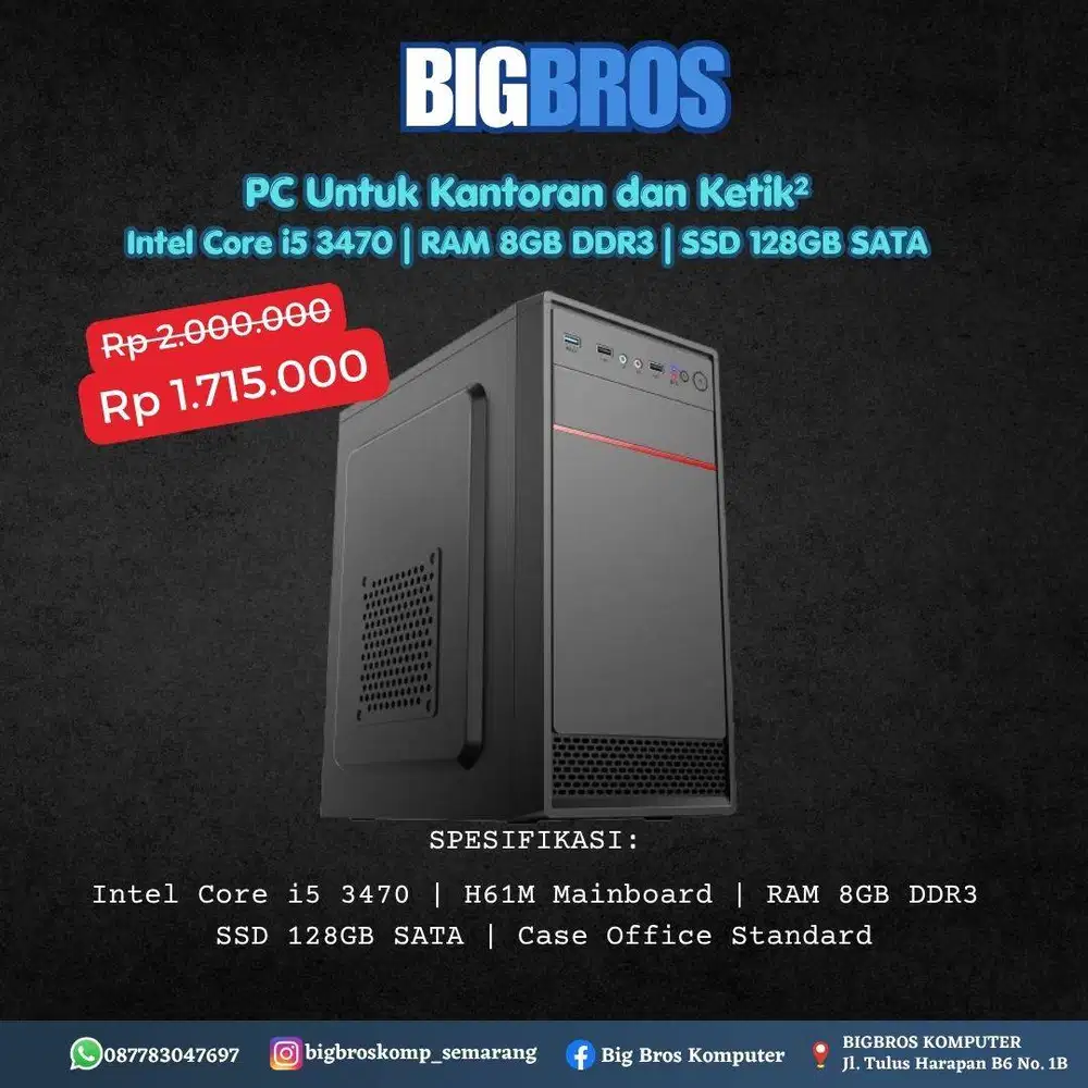 PC Rakitan Intel i5 3470 | RAM 8GB | SSD128GB