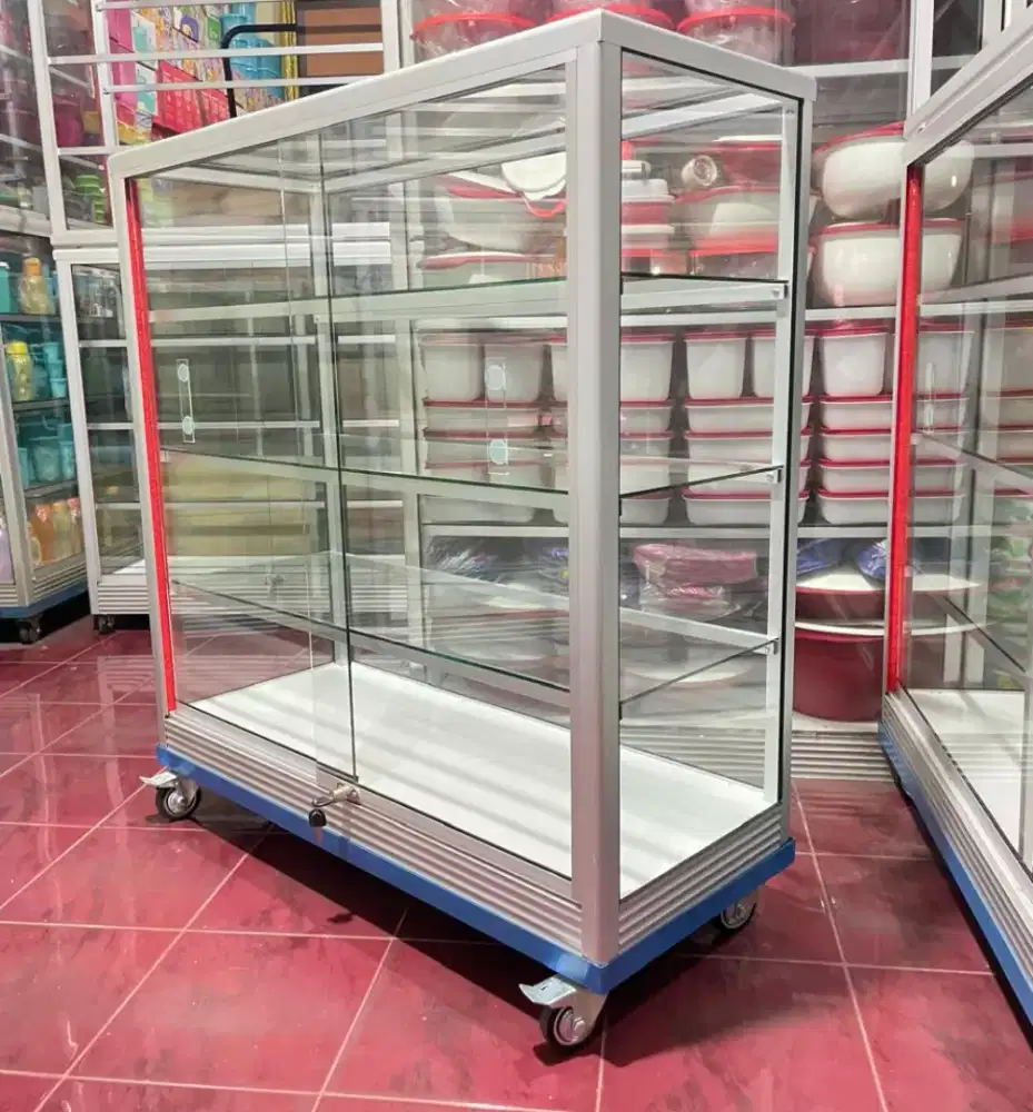 Etalase Toko Pakai Roda & Kunci 1Mx1M  Barang Siap kirim