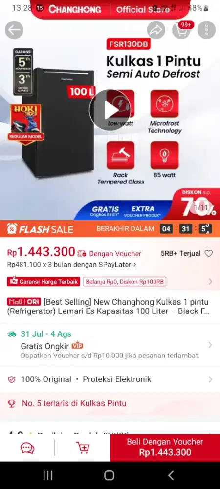 Kulkas 1 pintu jual cepat