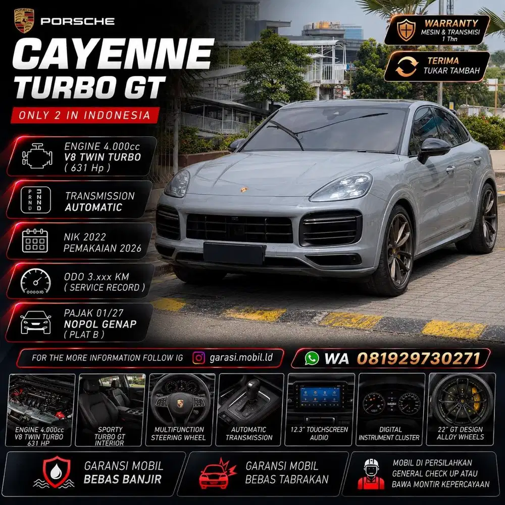 Porsche Cayenne Turbo GT 4.0 V8 2022 / 2026 / Odo 3rbu Kilometer