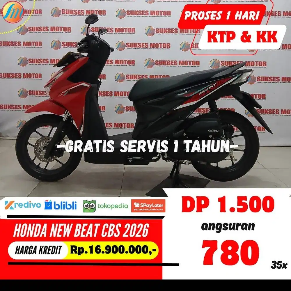 HONDA NEW BEAT CBS 2026 SEKEN BISA KREDIT MURAH ANGSURAN RENDAH KTP KK