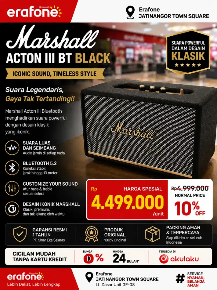 MARSHALL ACTON III BLUETOOTH — ICONIC SOUND, TIMELESS STYLE!