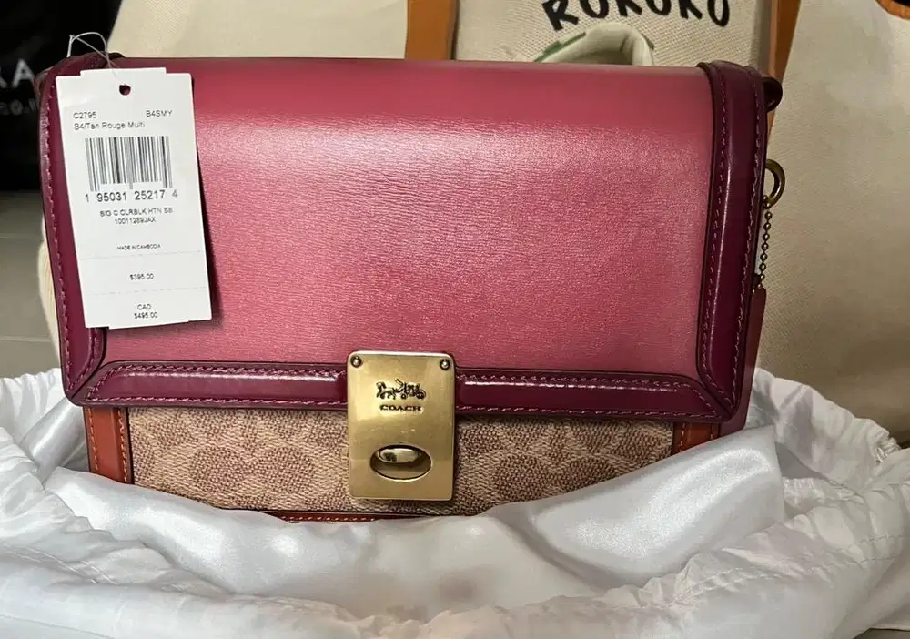 Original Coach Signature Colorblock Hutton Tan Rouge Multi