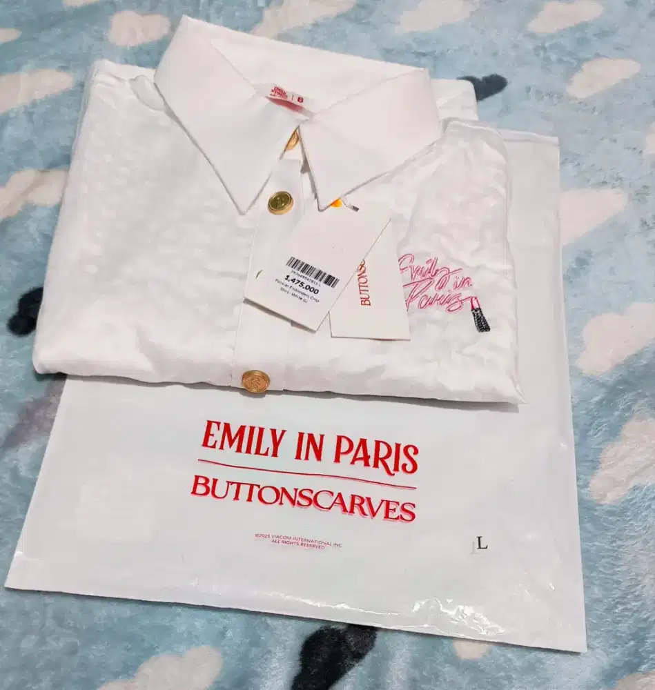 BUTTONSCARVES THE PARISIAN EMBROIDERY CROP SHIRT - WHITE (L)