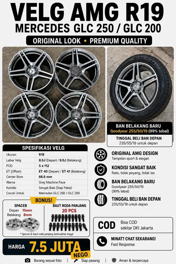 GLC 250/ GLC 200 Velg AMG Mercy R19