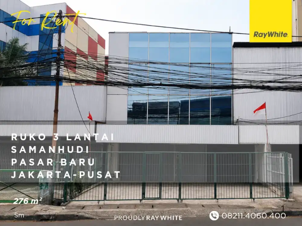 Samanhudi Raya Disewakan - Ruko Ex Bank - Pasar Baru - Jakarta Pusat