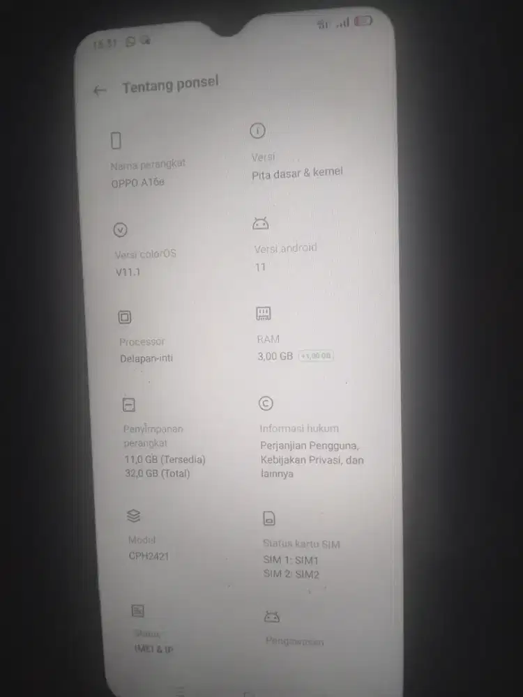 Oppo a15 ram 3/32 normal nominus