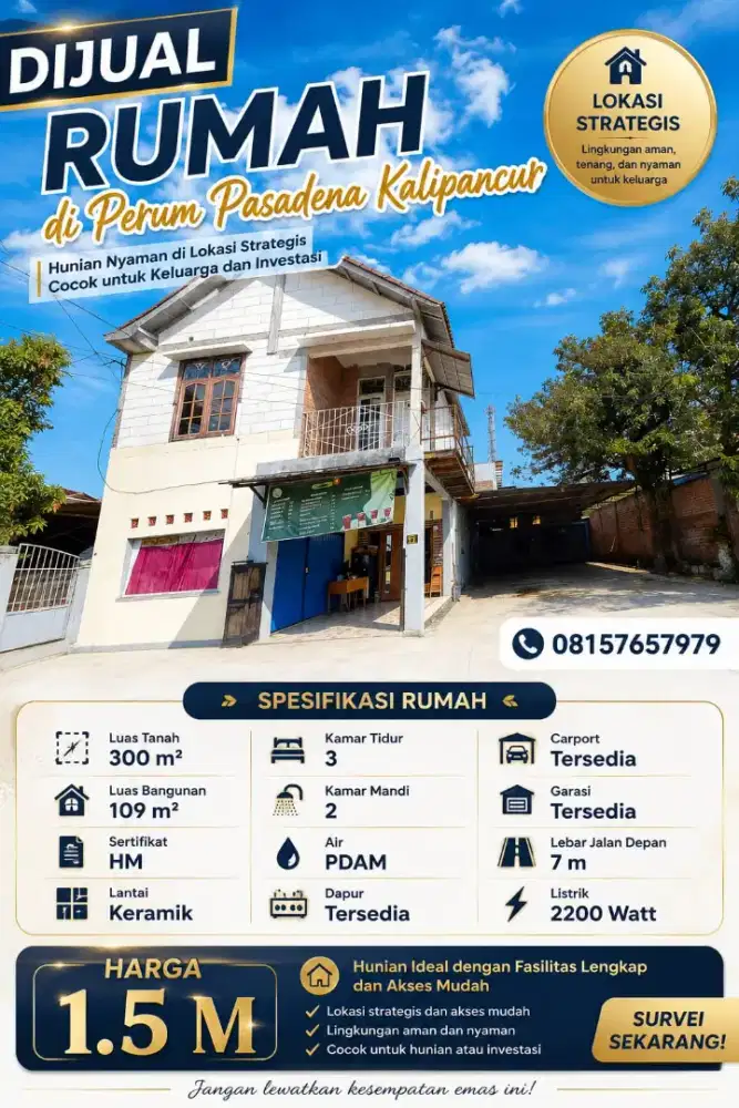 DIJUAL PASADENA KALIPANCUR MURAH DIBAWAH HARGA PASAR 2LT VIEW