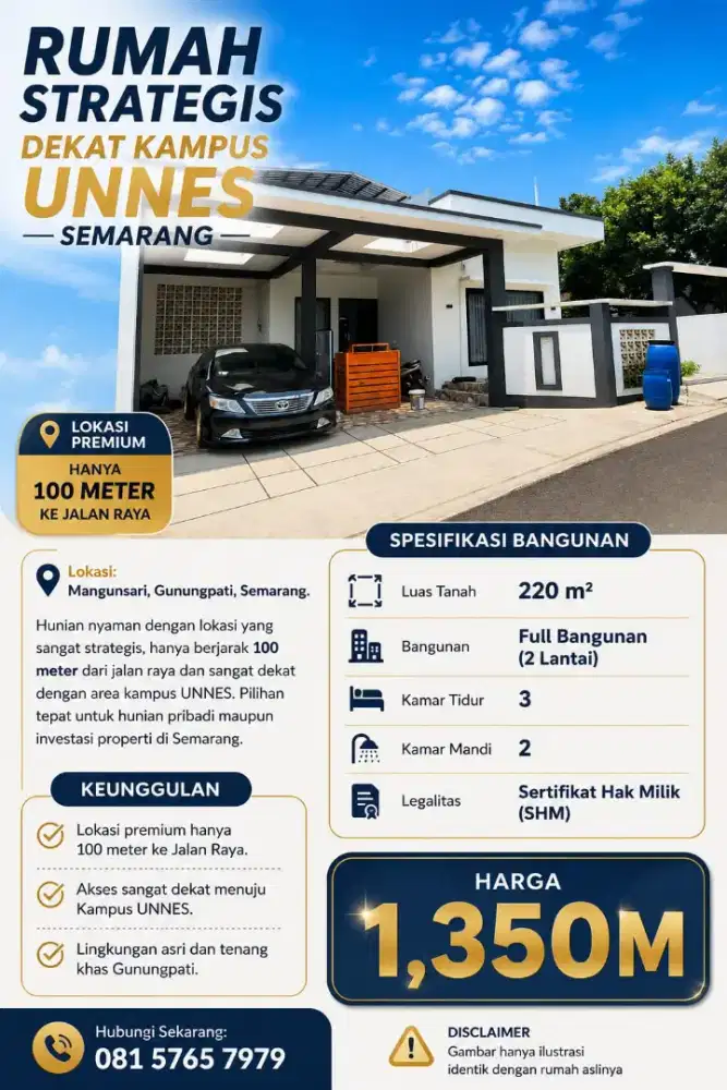 DIJUAL RUMAH DEKAT UNNES MANGUNSARI GUNPAT
