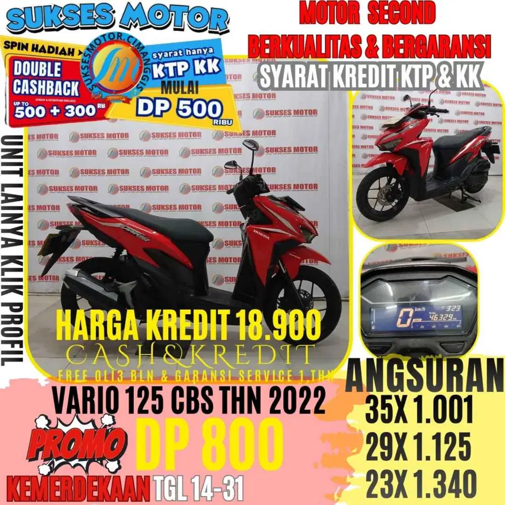 VARIO 125 CBS TAHUN 2022 BERGARANSI CASHBACK UPTO 3OORBUAN