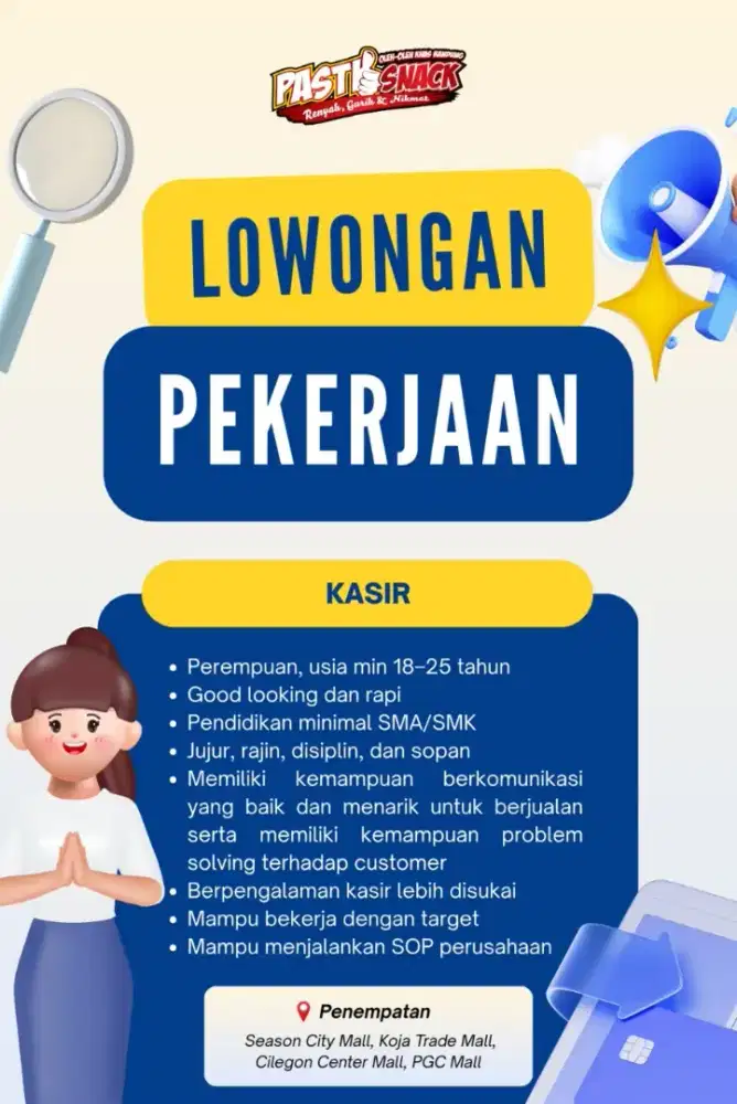 Dibutuhkan Kasir Segera Penempatan KOJA Trade Mall