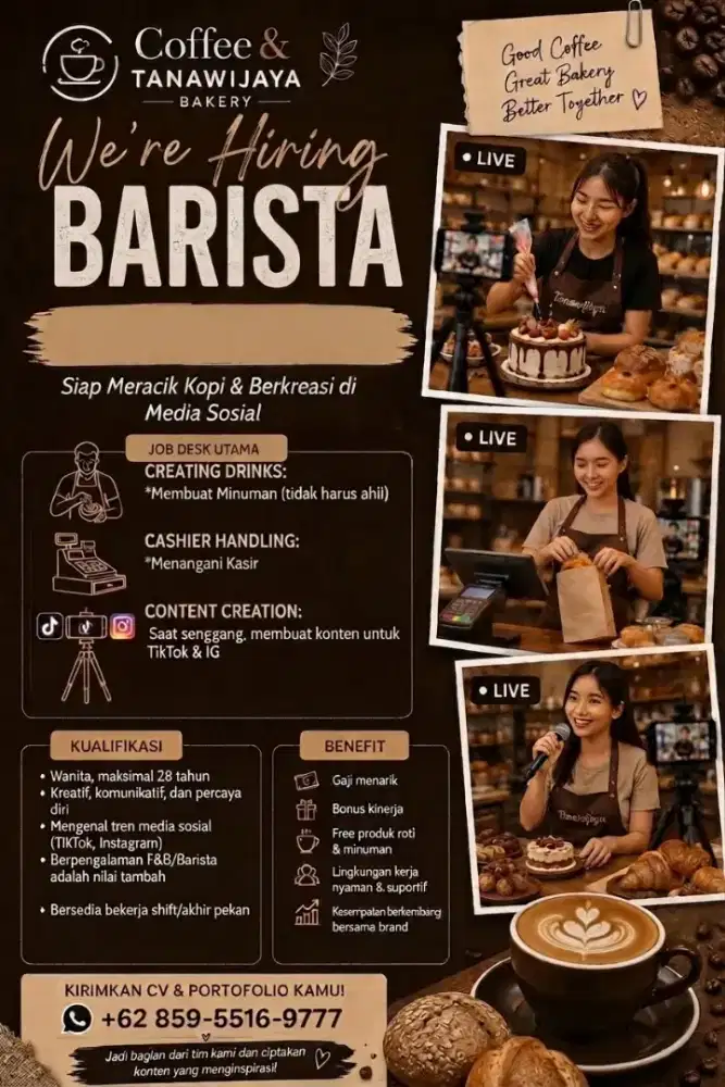 LOWONGAN KERJA BARISTA DIBUTUHKAN CEPAT