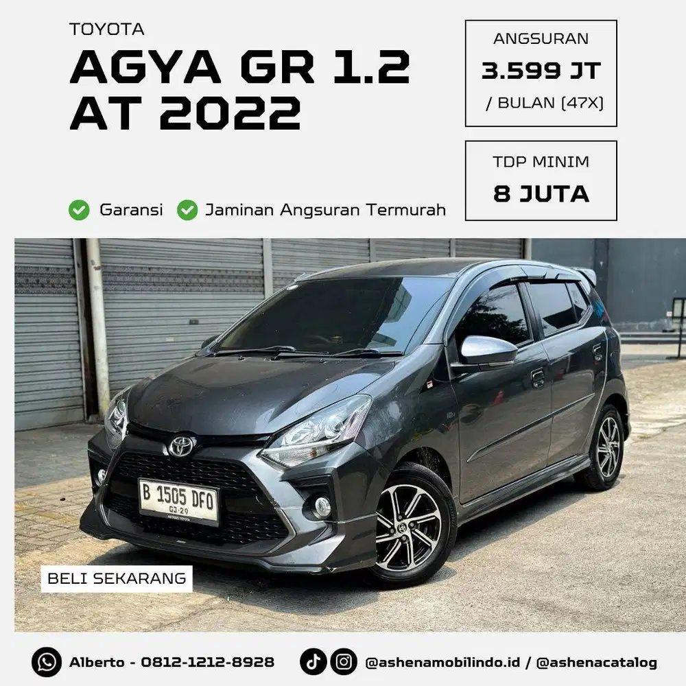 (DP 8 JUTA) Agya GR 1.2 AT Grey / Abu Metalik Automatic DP Minim