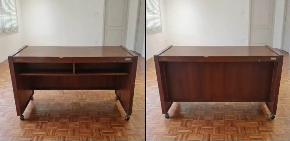 Meja Kantor, Meja Kerja, Meja Belajar, Full Kayu Roda Lancar