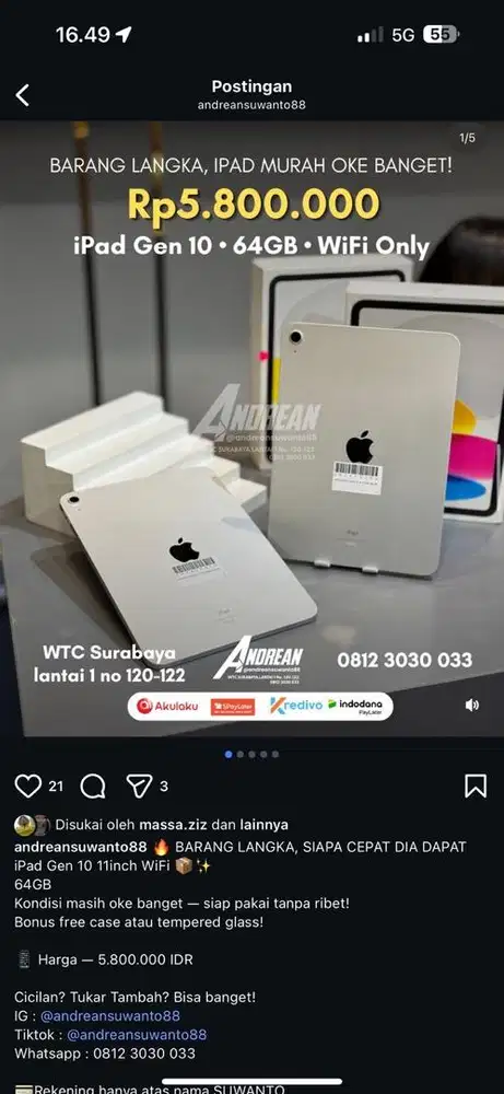 iPad Gen 10 • 64GB • WiFi Only