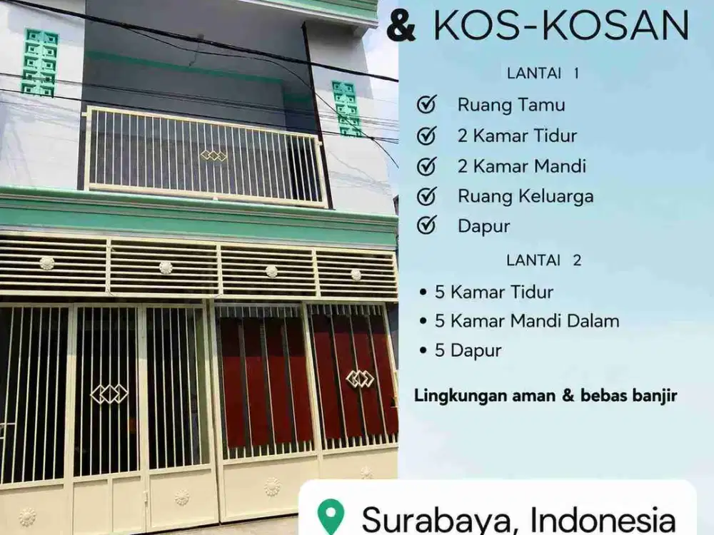 jual rumah kost baru bangun sememi, Benowo