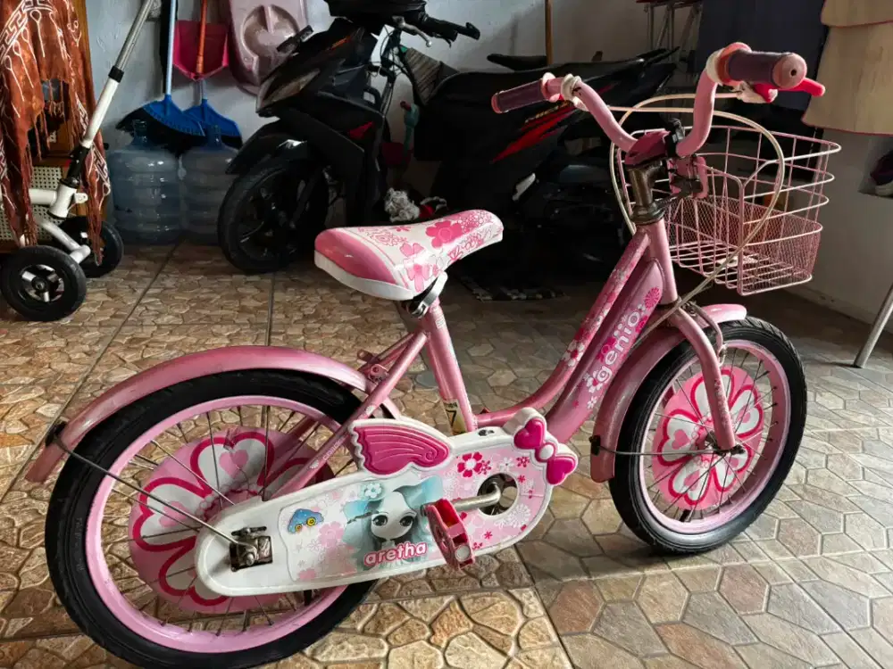DIJUAL SEPEDA GRATIS SKUTER !!! Sepeda Genio Aretha Pink 16 inchi
