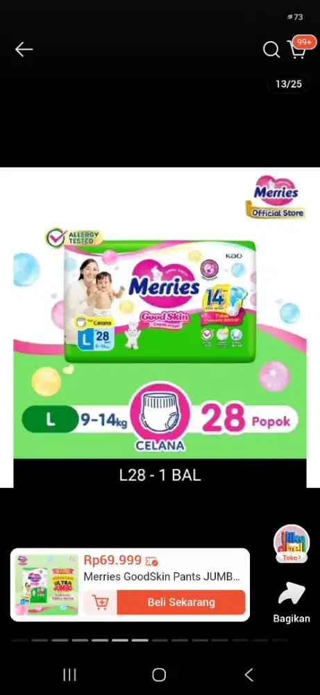 Jual merries size L