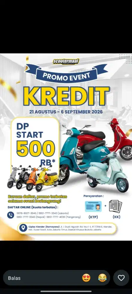 CICILAN VESPA DP MULAI 500RB REAL!!!