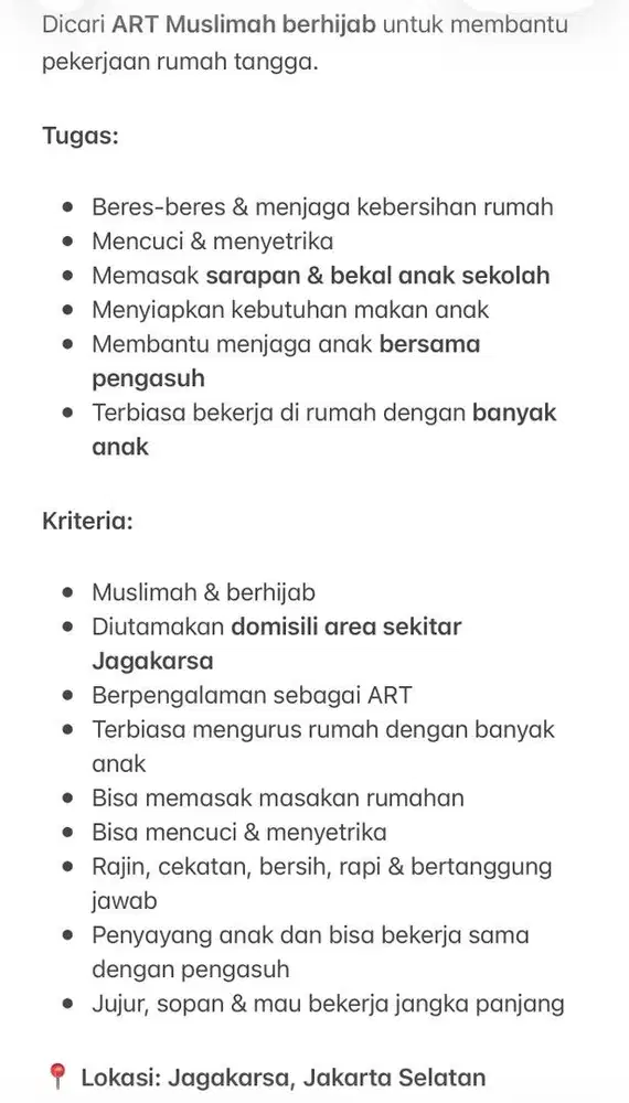LOKER ART Pulang pergi