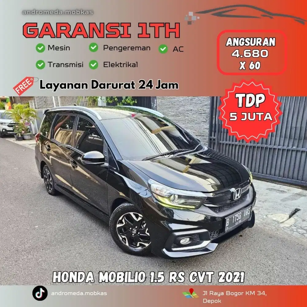 TDP TERMURAH 5 JT HONDA MOBILIO 1.5 RS CVT 2021 KONDISI ISTIMEWA