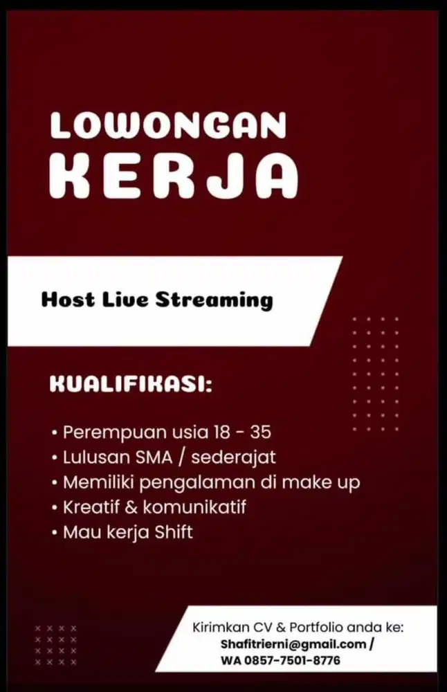 DI BUTUHKAN HOST LIVE STREAMING