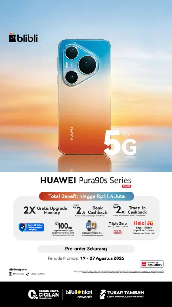 Huawei Pura 90s Series Cashback Hingga 8JT Free Smartwatch