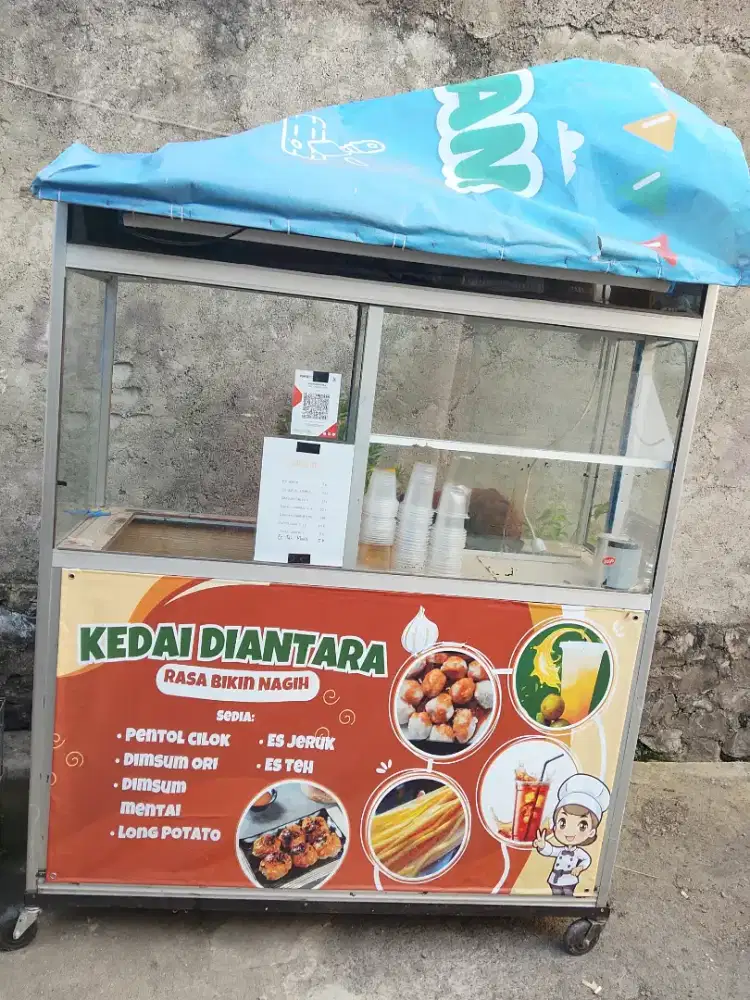 Jual gerobak etalase serba bisa jualan apa saja