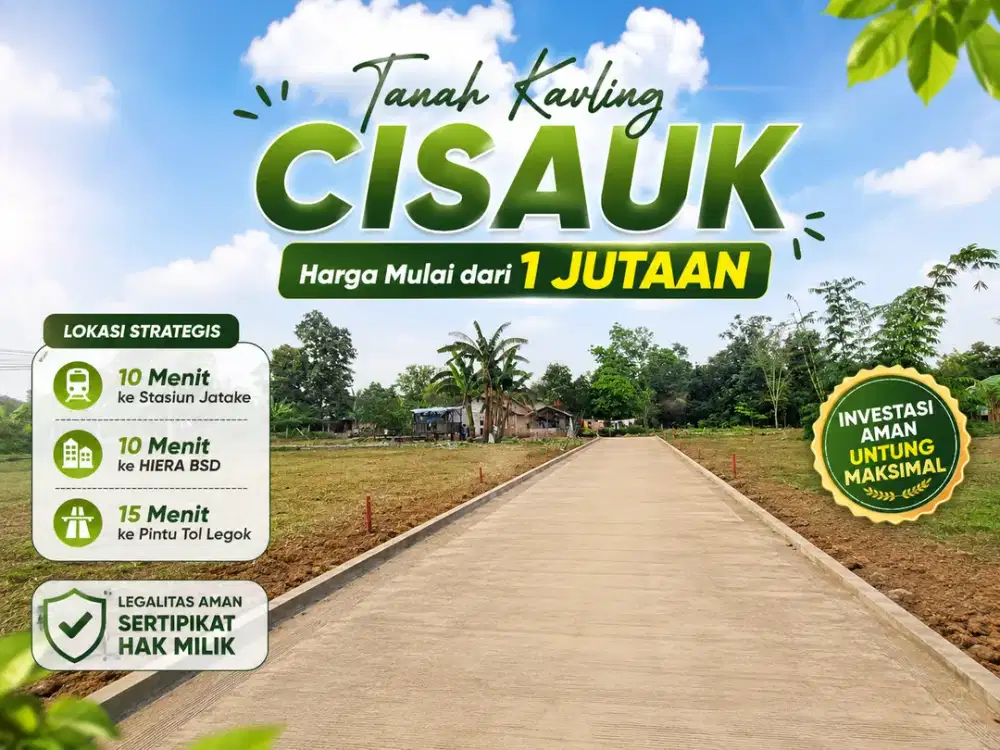 Kavling Dijual Cisauk 1 Jt-an Dekat Stasiun Jatake, SHM