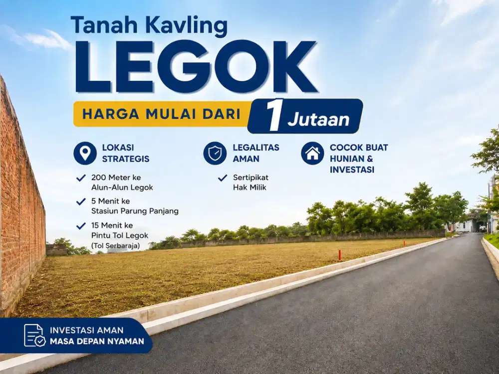 Kavling Dijual Legok Hanya 1 Jt-an Dekat Alun-Alun, SHM