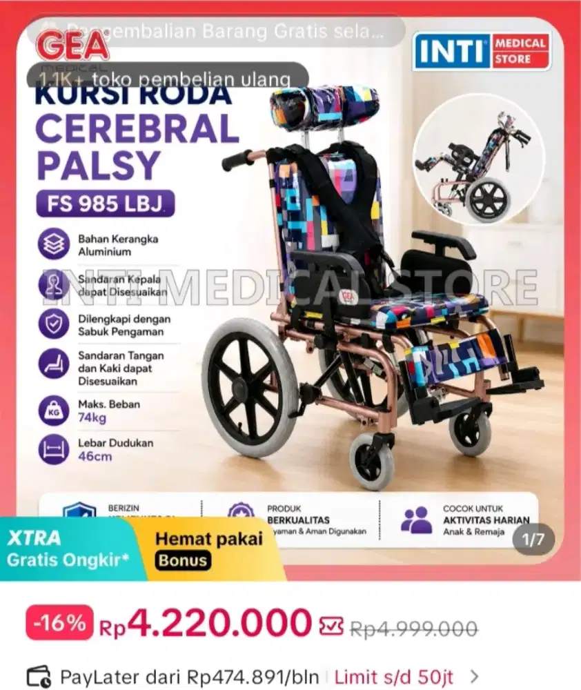 Dijual kursi roda Celebral palsy masih baru banget