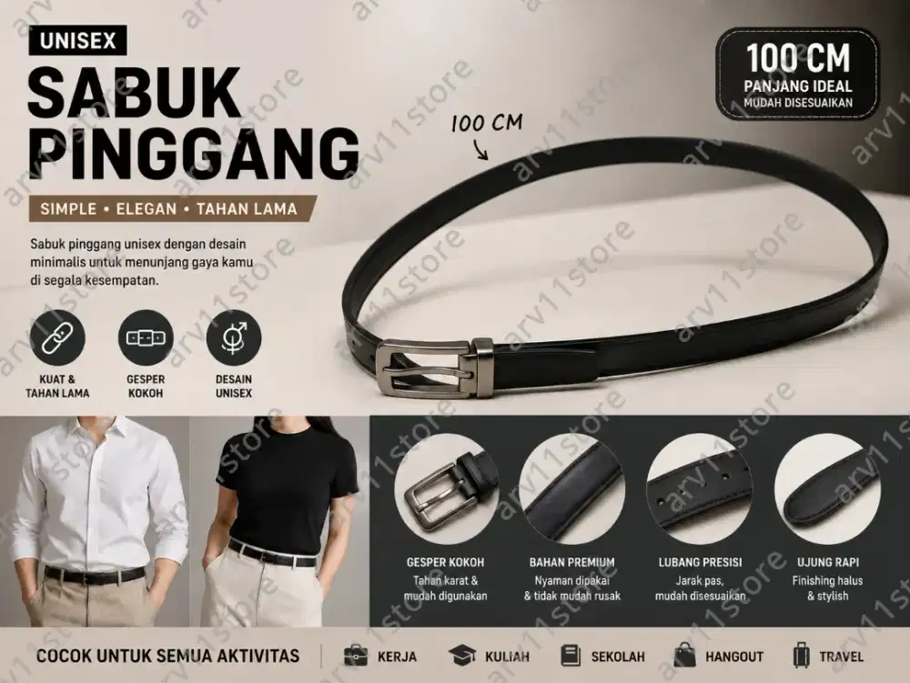 Sabuk Pinggang Unisex 100 CM – Simple, Elegan & Tahan Lama