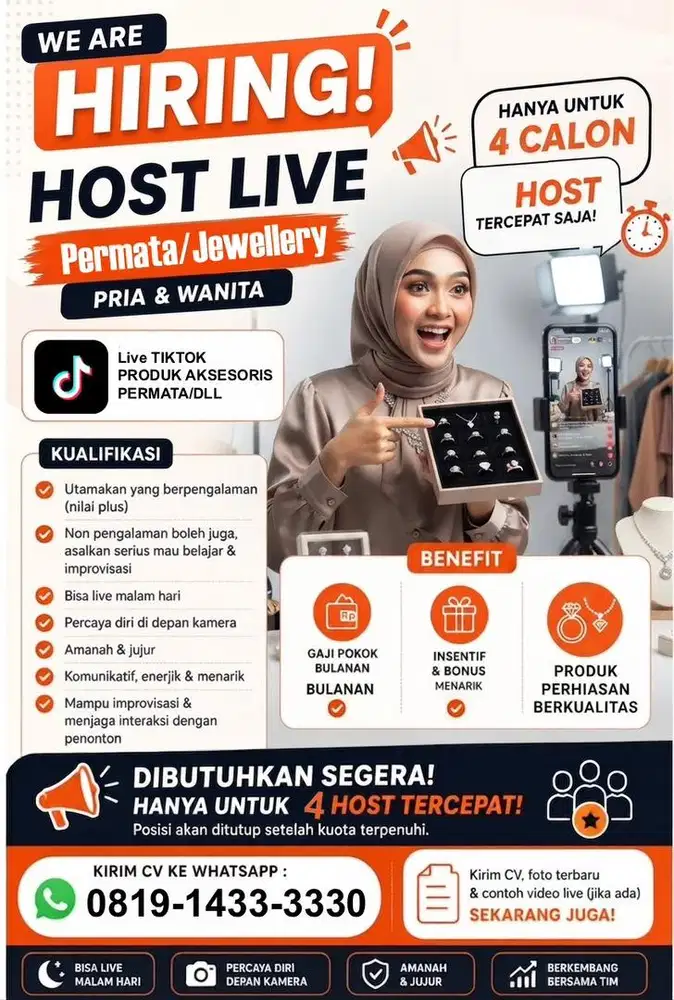 Lowongan Pekerjaan Host Live Admin