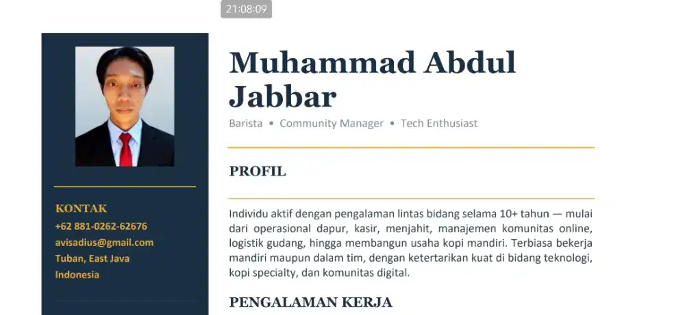 Mencari Part time diatas jam 17.00 WITA