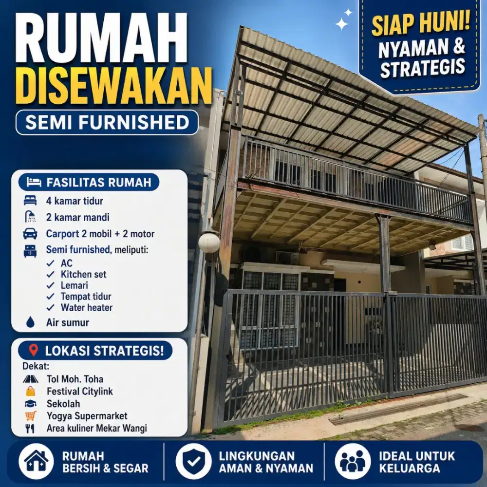 Rumah Sewa Kontrakan Bulanan Tahunan Mekar Wangi Bandung Keluarga
