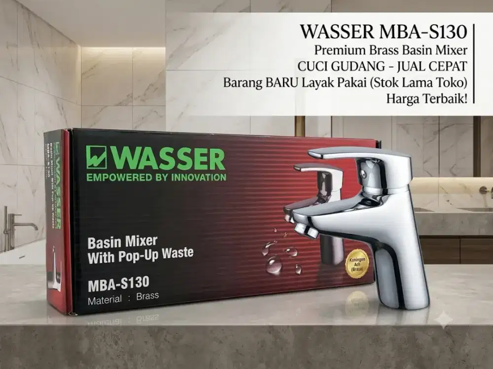 Kran Wastafel Wasser MBA-S130 Brass Originl Baru Stok Lama Cuci Gudang