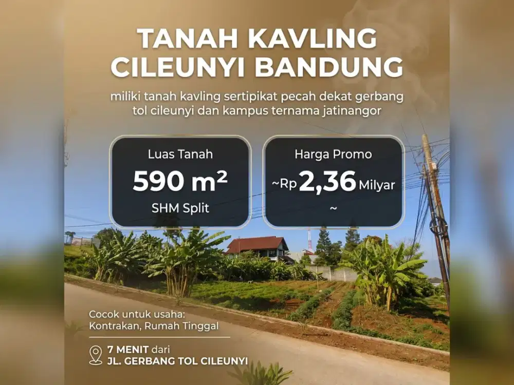 Jarang Ada Tanah Hook Luas 590 m² SHM di Komplek DPR Cileunyi Kabupaten Bandung