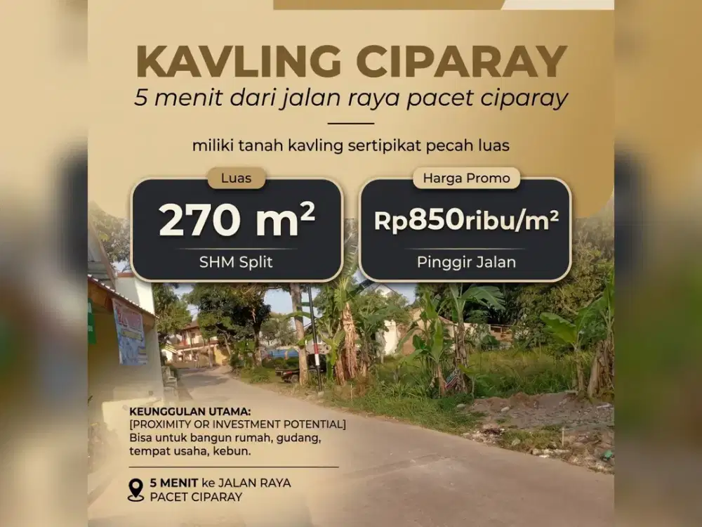 Peluang Investasi! Tanah SHM 270 m² di Sagaracipta, Ciparay, Bandung