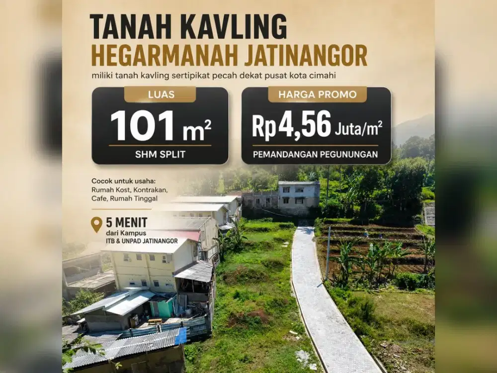 Peluang Passive Income! Tanah SHM 101 m² di Hegarmanah Jatinangor Dekat ITB