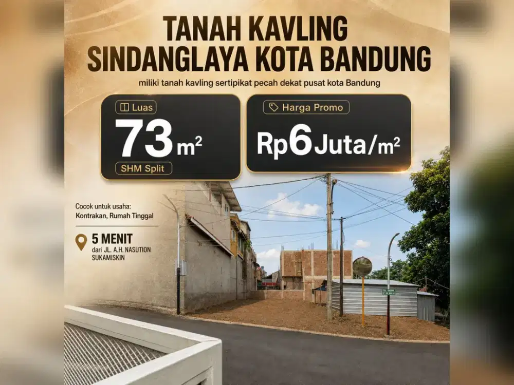 Peluang Menarik! Tanah SHM + PBG 72 m² di Sindanglaya, Kota Bandung Dekat A.H. Nasution